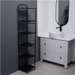 Стеллаж напольный шестиярусный, 29×29×158.5 см, чёрный