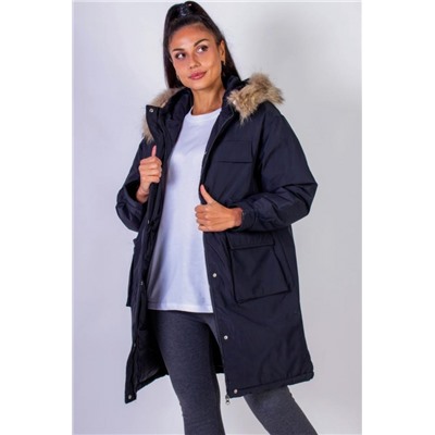 Зимняя парка удлиненная, с капюшоном натуральный мех арт. 619 (Черный)