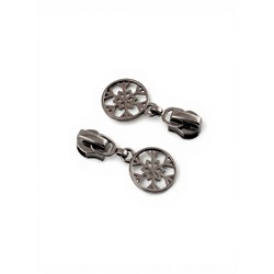 Бегунок для молнии «Спираль», №5, «Снежинка», 10 шт., цвет чёрный никель