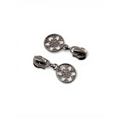 Бегунок для молнии «Спираль», №5, «Снежинка», 10 шт., цвет чёрный никель