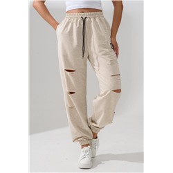 7483 брюки женские (Молочный меланж)