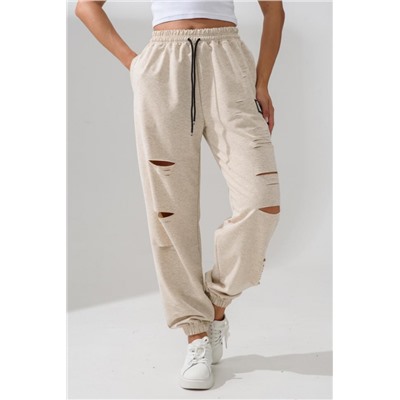 7483 брюки женские (Молочный меланж)