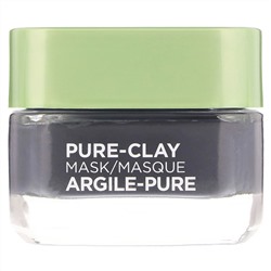 L'Oreal, Pure-Clay, маска для детоксикации и улучшения цвета лица, 3 натуральные глины + древесный уголь, 48 г (1,7 унции)