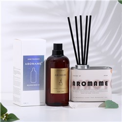 Набор диффузор ароматический Aromame, белый чай, 500 мл, прямоугольная банка