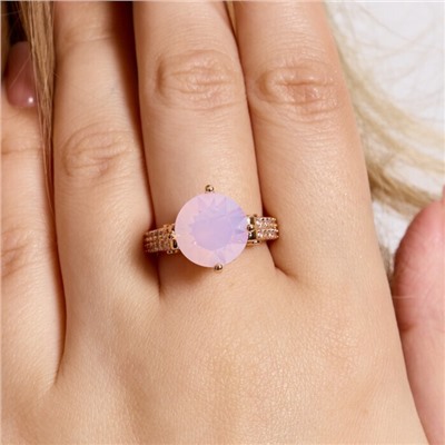 Кольцо 18 р ювелирная бижутерия коллекция "Дубай", покрытие позолота, вставка: фианиты и цирконы, цвет: нежный розовый и прозрачный, арт.414.124-18