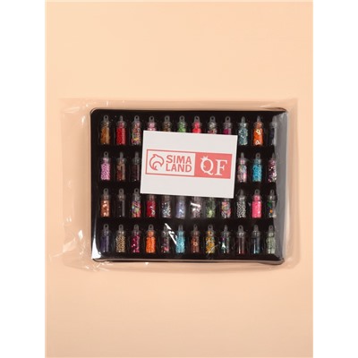 Набор для декора, в пластиковом органайзере, 48 бутылочек, разноцветные