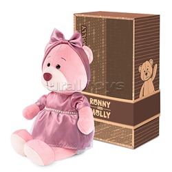Мишка Молли в лиловом платье с бусинками, 21 см