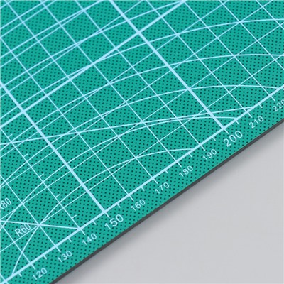 Набор для пэчворка: резиновый мат А4, линейка 15×15 см, дисковый, макетный нож+лезвия в папке