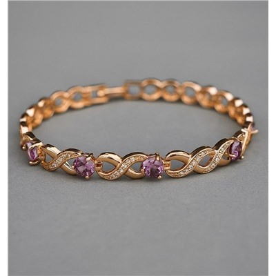 Браслет женский на руку Дубайское золото покрытие позолота, вставка: фианит, арт.314.946