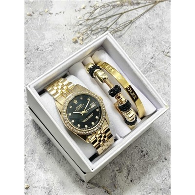 Подарочный набор для женщин часы, 2 браслета + коробка #22861800