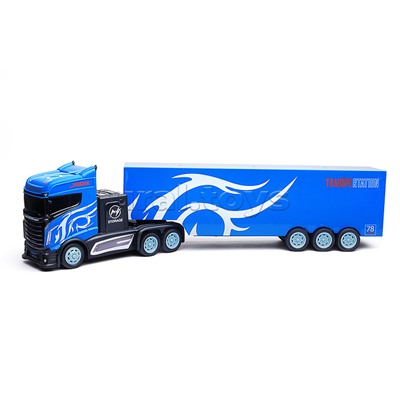 Машина "Контейнеровоз" с дорожными знаками (синий) р/у, 27 MHz, в коробке