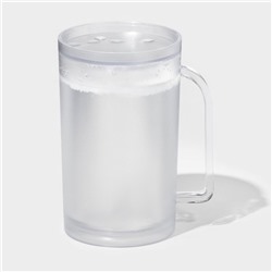 Пивная кружка, 380 мл, охлаждающая, пластик, прозрачная