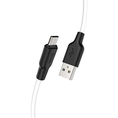 Кабель USB - micro USB Hoco X21 Plus (silicone) 12W 100см 2,4A  (white/black)