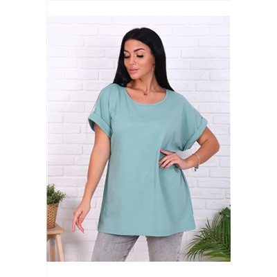 Футболка без рисунка с отворотами на рукавах, хлопок 100%, Арт. 561 НАТАЛИ, 1070921