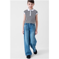 Джемпер трикотажный с воротником поло для девочек PLAYTODAY, 1242086