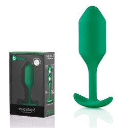 Зеленая пробка для ношения B-vibe Snug Plug 2 - 11,4 см.