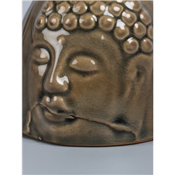 УЦЕНКА Аромалампа для эфирных масел керамика «Лик Будды», серая, 8×8×9 см