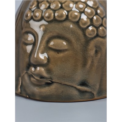 УЦЕНКА Аромалампа для эфирных масел керамика «Лик Будды», серая, 8×8×9 см