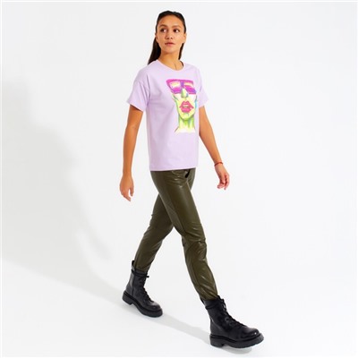 Футболка женская MINAKU Girl, лиловая, размер 44