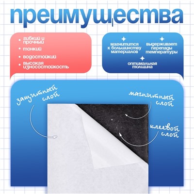 Магнитный винил, с клеевым слоем, TAKE IT EASY, толщина 0.7 мм, 100×62 см