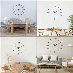 Часы настенные интерьерные большие, 3d «Кайро», плавный ход, наклейка, d=65 см, чёрные