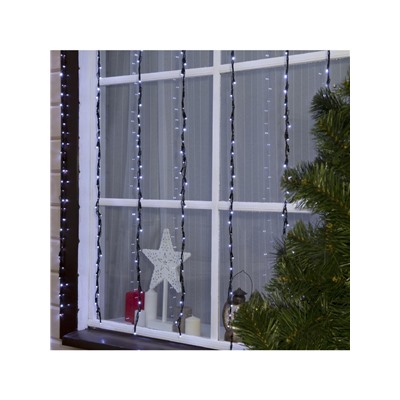 Гирлянда «Водопад» 2×1.5 м, IP44, УМС, тёмная нить, 400 LED, свечение белое, 8 режимов, 220 В