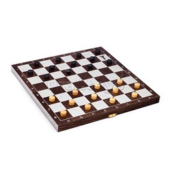 Игра 2в1 дорожная венге, рисунок серебро (нарды, шашки) "Классика" (290*145*40)