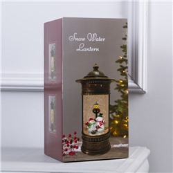 Светодиодная фигура «Фонарь со снеговиками» 14×27×14 см, пластик, батарейки ААх3 (не в комплекте), USB, свечение тёплое белое