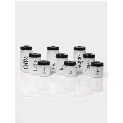 Банка для сыпучих Herevin Tea, 425 мл, стекло, белая