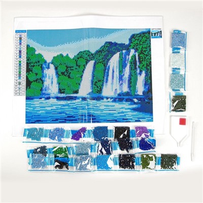 Алмазная мозаика с полным заполнением на холсте «Водопад», 22×32 см
