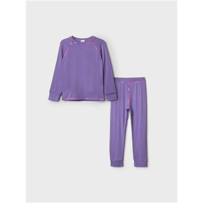 Термокомплект трикот. для девочек: фуфайка (футболка) с длин. рук, брюки