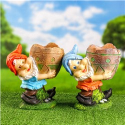 Садовая фигура из гипса «Гном с кашпо», 25×15×24 см, МИКС