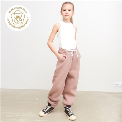 Брюки для девочки MINAKU: Basic Line KIDS, тёмно-бежевые, рост 104 см