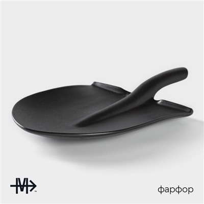 Блюдо для подачи Magistro «Carbon. Лопатка», 35.5×20.2 см, фарфор, чёрное