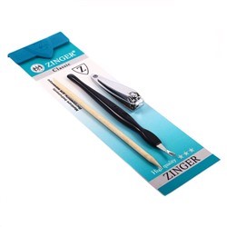 Zinger Набор маникюрных инструментов: книпсер, триммер, апельсиновая палочка / Classic SIS-44, 3 предмета 2374