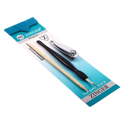 Zinger Набор маникюрных инструментов: книпсер, триммер, апельсиновая палочка / Classic SIS-44, 3 предмета 2374