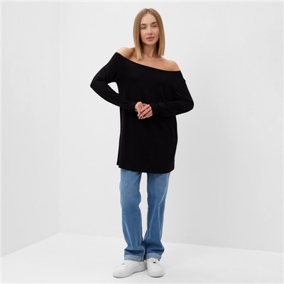 Лонгслив на одно плечо женский MINAKU: Basic line цвет черный, размер 48