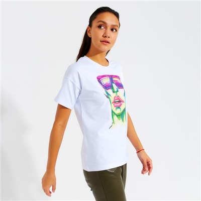 Футболка женская MINAKU Girl, белая, размер 46