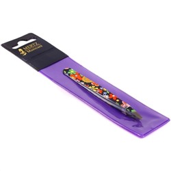 Mertz Пинцет скошенный А188, цветы и бабочки, черный, 9,5 см 234