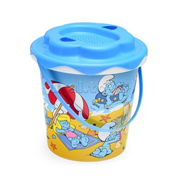 "Смурфики-2" набор №3: ведро с наклейкой, ситечко "Солнышко", лопатка №5, грабельки №5, лейка малая №4, формочки 4 шт.