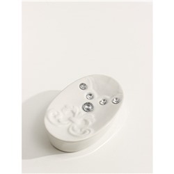 Аксессуары для ванной Доляна «Стразы. Капельки», 4 предмета, дозатор 200 мл, мыльница, 2 стакана, белые