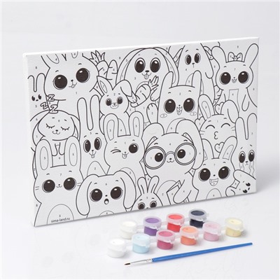 Картина по номерам для детей «Забавные зайчата», 20×30 см