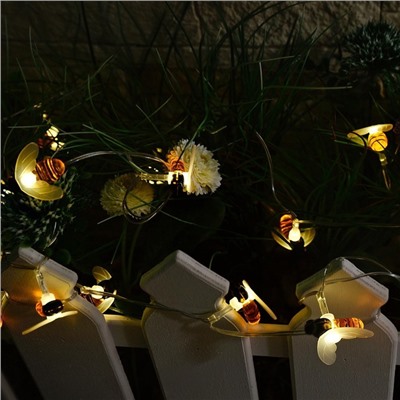 Садовая гирлянда на солнечной батарее «Пчёлки» Uniel, IP44, 3.8 м, теплый белый