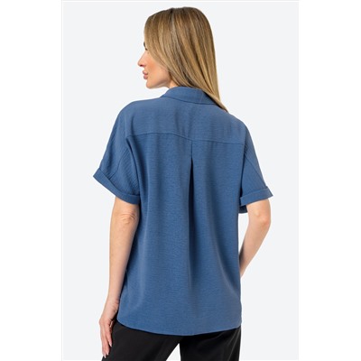 Женская рубашка с коротким рукавом из ткани-жатка Happyfox