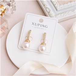Серьги коллекция "Xuping" покрытие позолота, вставка: фианиты и искусственный жемчуг, арт.004.101