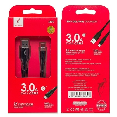Кабель USB - micro USB SKYDOLPHIN S49V  100см 3A  (black)