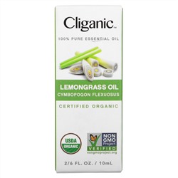 Cliganic, 100% Pure Essential Oil, Lemongrass Oil, 2/6 fl oz (10 ml)