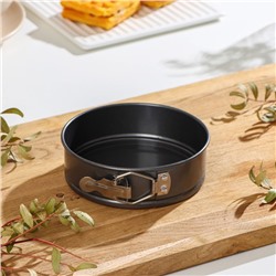 Форма для выпечки Доляна «Элин. Круг», 14×4.5 см, разъёмная, антипригарное покрытие, чёрная