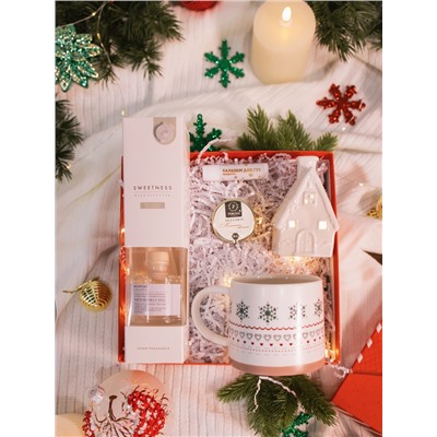 Кружка SL Home «Новый год.Снежинки», 430 мл, фарфор, бежевая