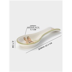 Подставка под ложку Доляна «Зайка», 22.3×7.1×2.7 см, доломит, белая, зелёная